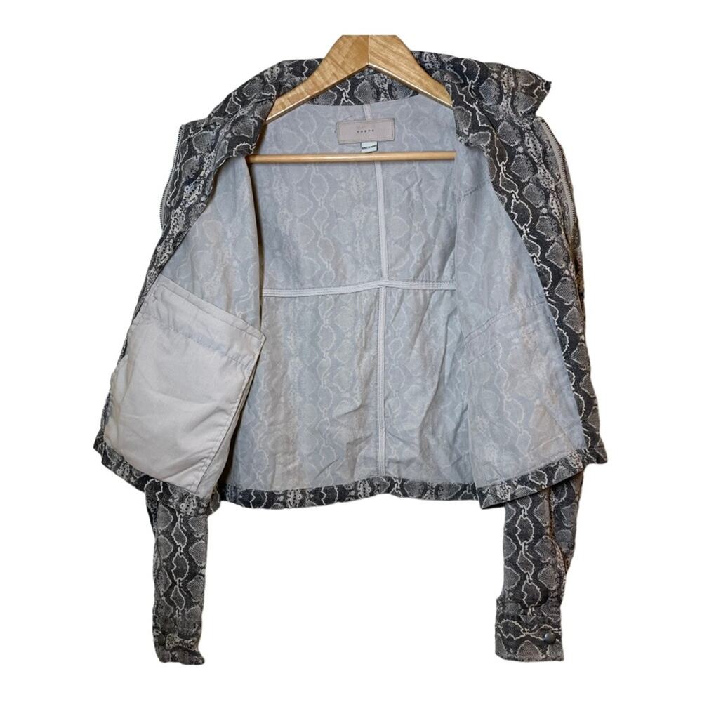 Blank NYC Snake Python Print Cropped Moto Jacket Lyocell Gray Small - Picture 2 of 7